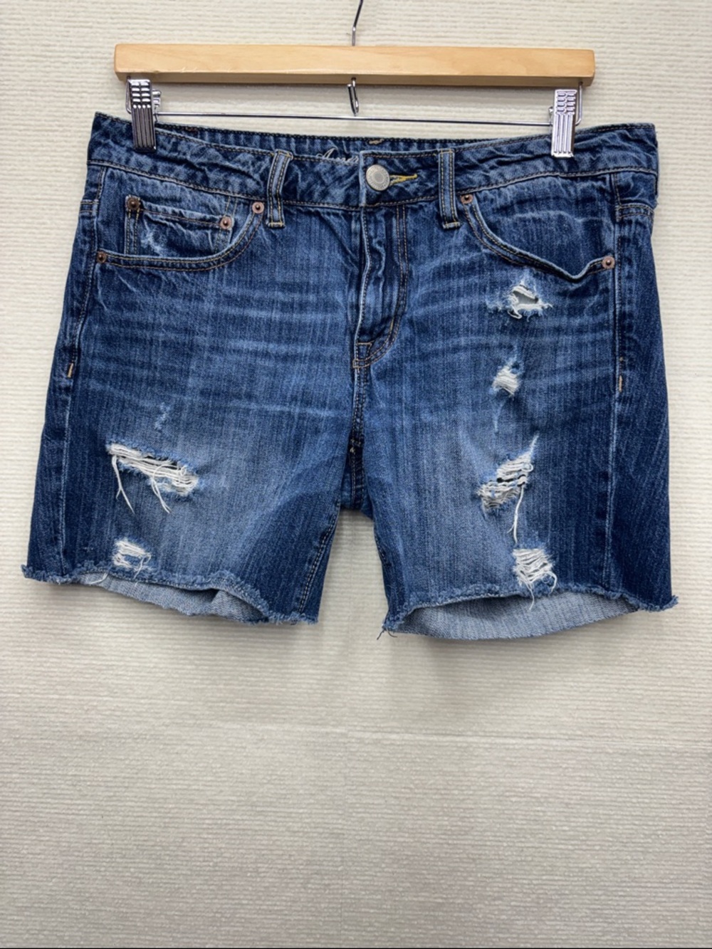 American Eagle Outfitters Distressed Dark Blue Denim Jean Shorts